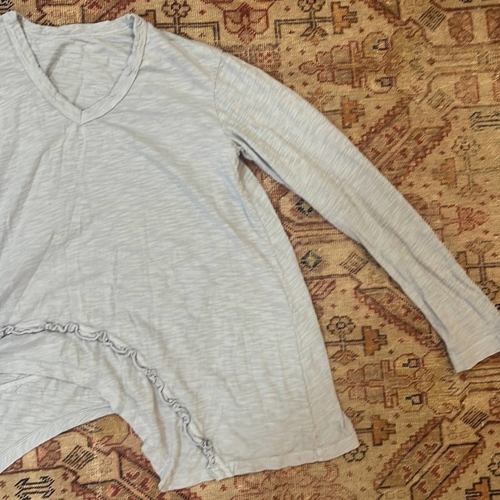 WILT | Long sleeve ruffle asymmetrical top light blue small - Picture 3 of 6